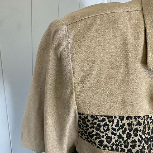 VTG 80s S.L. Fashions Size 12 Petites Statement Leopard Print Button Down Dress - Picture 3 of 16
